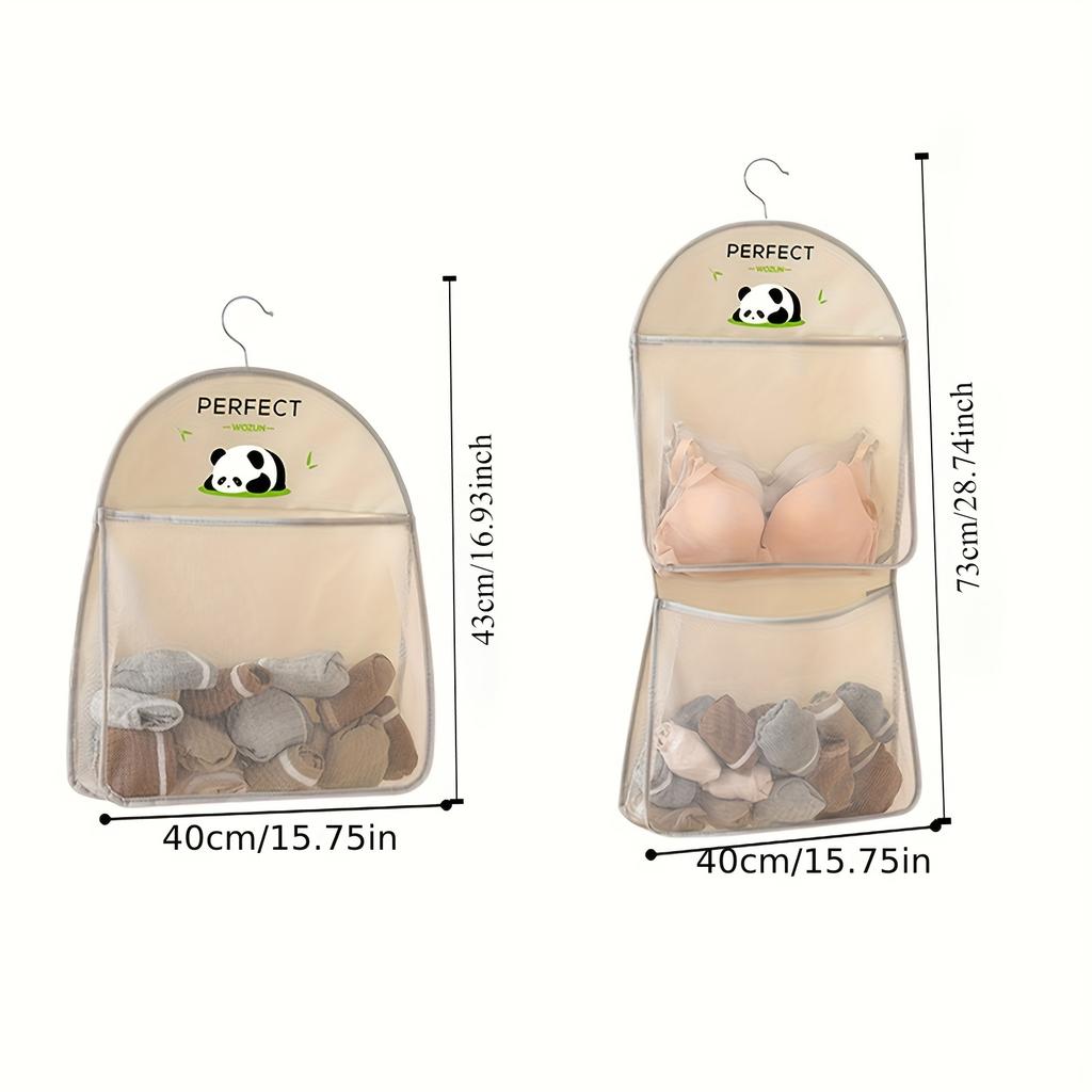 Hanging Mesh Organizer Breathable Polyester Underwear Socks Storage with Multiple Compartments Door Hanging Organizer for Closet