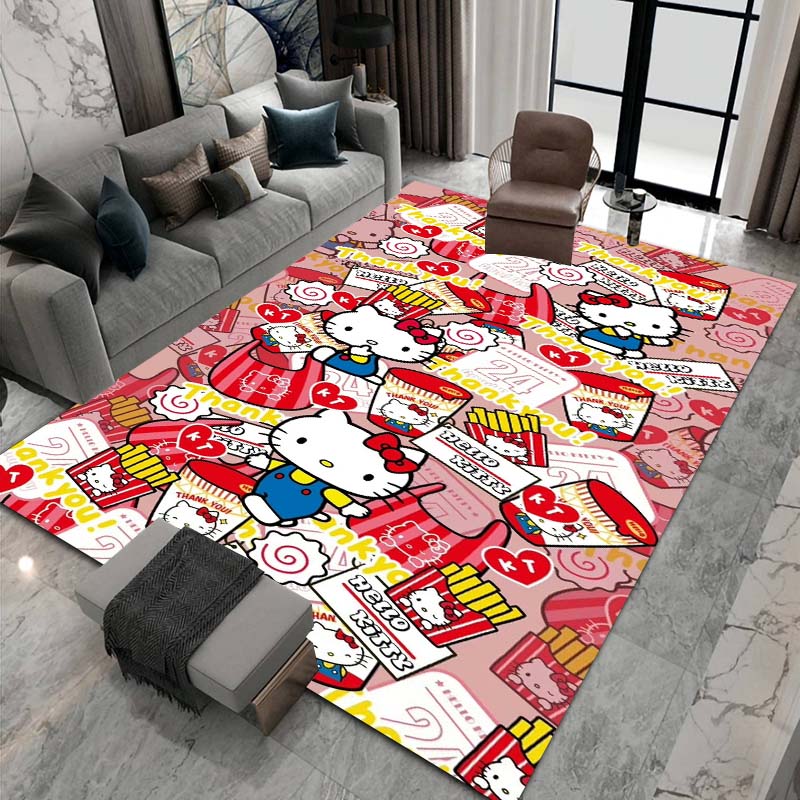 3DHello Kitty Cartoon Character Non-slip Rug for Living Room, Suitable for Bedrooms, Playrooms, Sofas, Home Decor Doormats.6