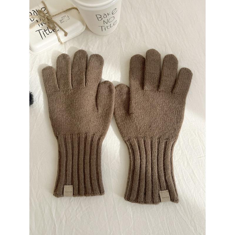Wool 100ool pure wool scarf gloves two-piece set knitted autumn and winter warm solid color scarf couple