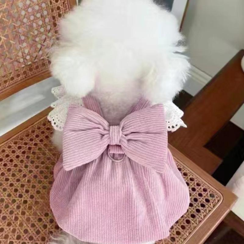 Fashion Dog Dress Features Leashes Attachment Available In Various Size For Festives Event Casual Outings
