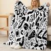 Thick Warm Flannel Blanket, Soft & Cozy Simple Black White Style, Ideal for Home, Sofa Nap, Guest Room Single Backup, Christmas & Halloween Use