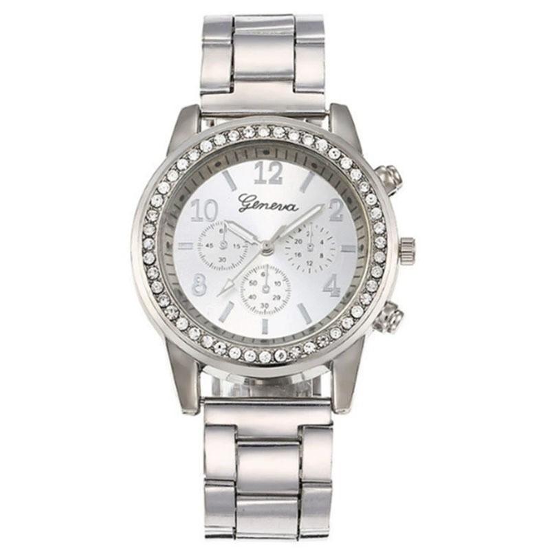 Hot-selling Geneva ladies watch women s three-eye diamond women s watch women s fashion casual quartz watch белый