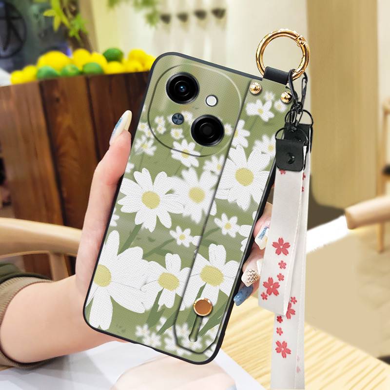 Protective Anti-knock Phone Case For Tecno POP9 4G/Spark GO 1/KL4 Flower Phone Holder Ring Kickstand Dirt-resistant