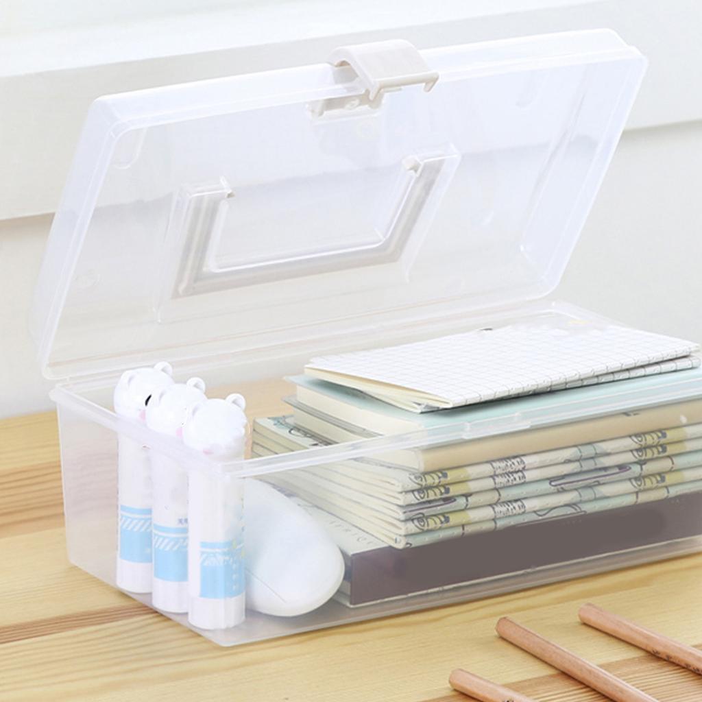 Transparent Storage Box Large Capacity Handheld Desktop Portable Multifunctional Storage Container with Handle for Home