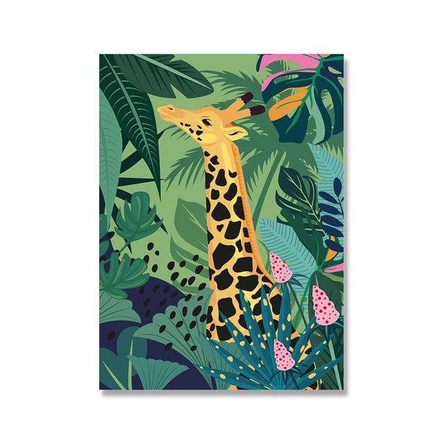 Lazy, Panther, Leopard, Giraffe, Jungle, Scandinavian Posters and Prints, Monster Leaves, Wall Paintings On Canvas, Paintings for the Living Room