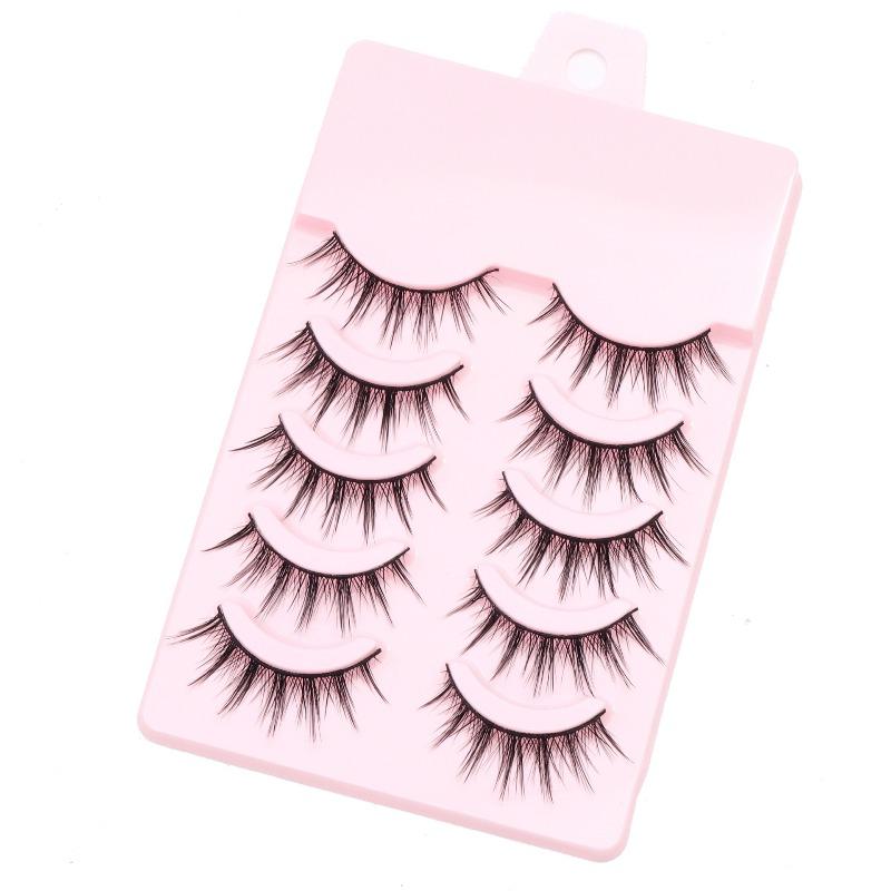 

5Pairs Dramatic 3D False Eyelashes Black Stem Volume Lashes Natural Look Reusable for Eye Enlarging Effect 009