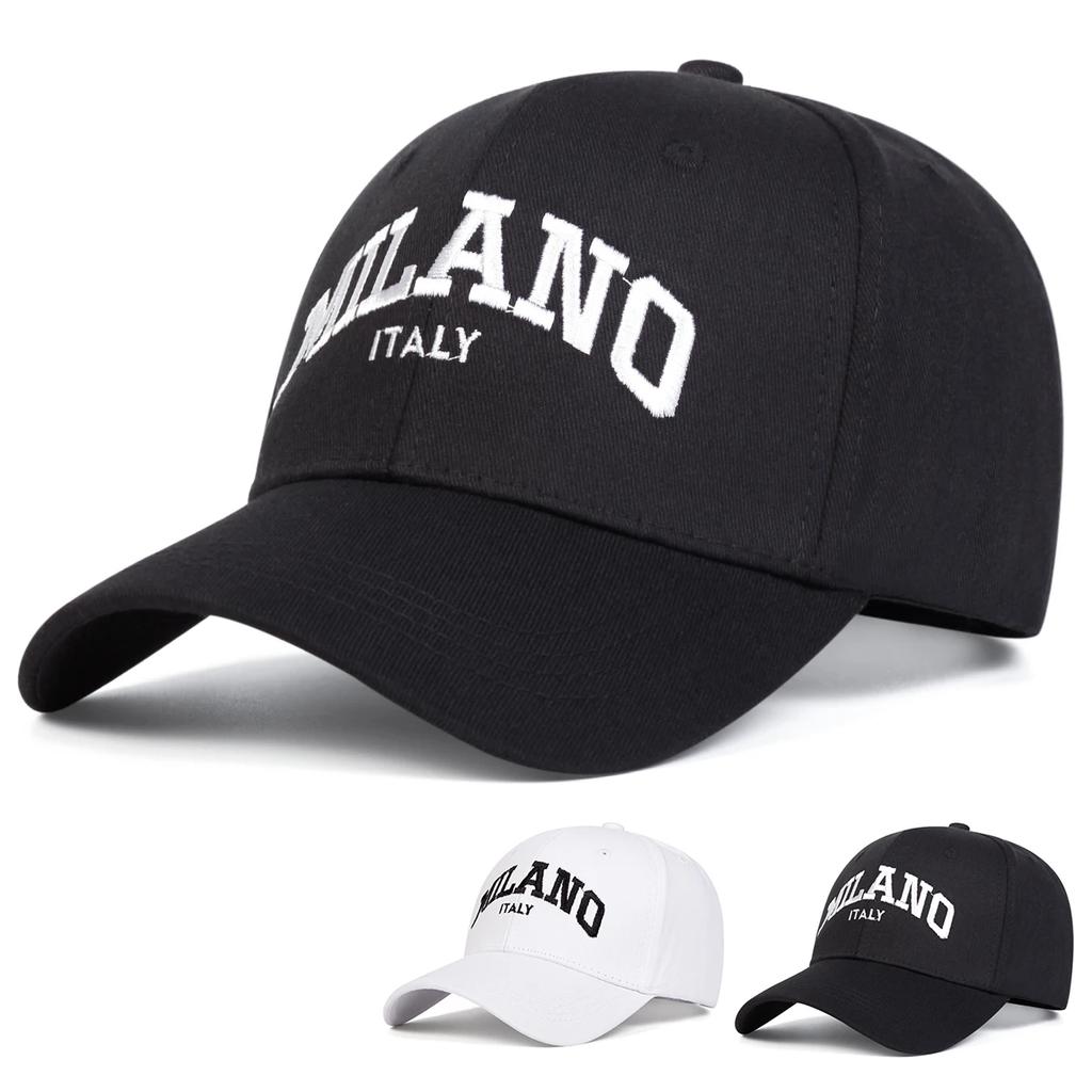 Berretti da Baseball Unisex con Ricamo Lettere Milano Primavera Autunno Outdoor Regolabili Cappelli Casual Cappello Parasole Cappellino Sportivo