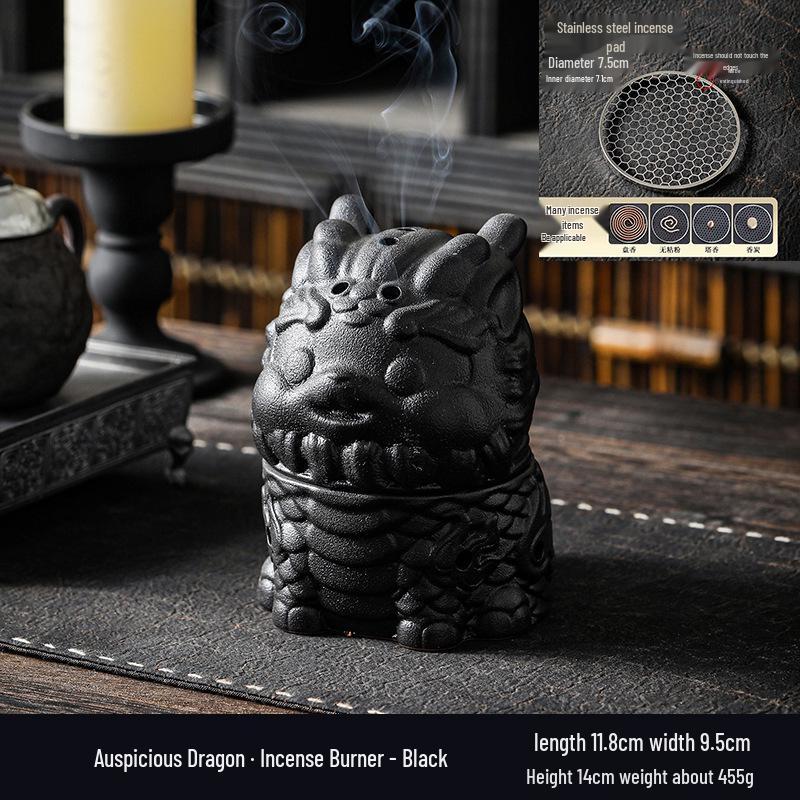 Zen Pagoda Black Ceramic Incense Burner - Aromatherapy Holder for Home and Office Decor