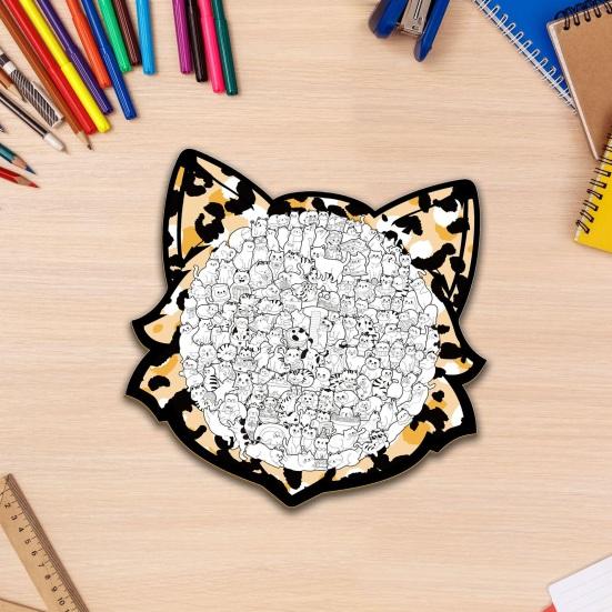 1 Set Puzzle ad Incastro a Forma di Gatto Carino Puzzle in Legno di Gatto Gioco di Puzzle per Adulti Bambini Giocattolo Educativo per Serate di Giochi in Famiglia Sollievo dallo Stress