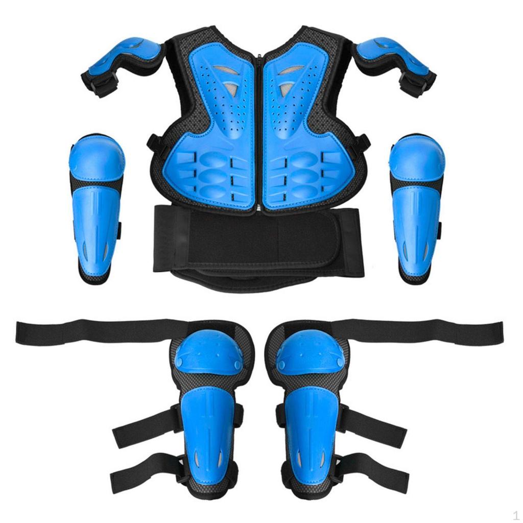5 Pieces Skating Protector Kit Padded Children's Vest Knee and Elbow Pad Set for Kids, Bicycling,