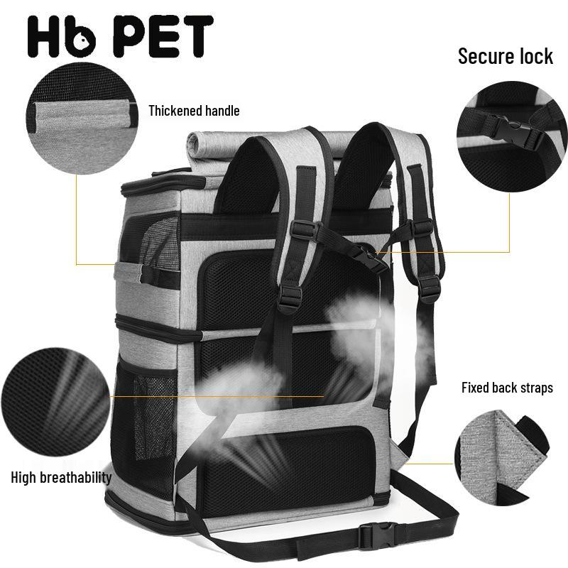 Hanbang Double-Layer Large Space Pet Backpack for Cats - Ideal for Outings