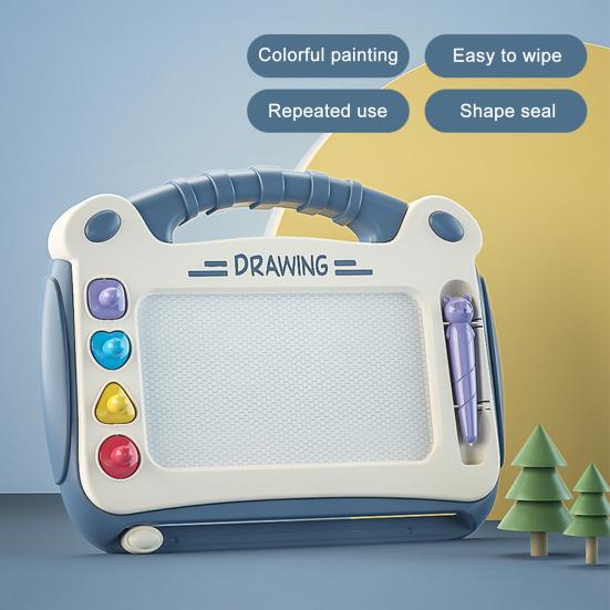 Magnetic Graffiti Board with 4 Different Pattern Stamps Erase Drawings Easily Anti-Lost