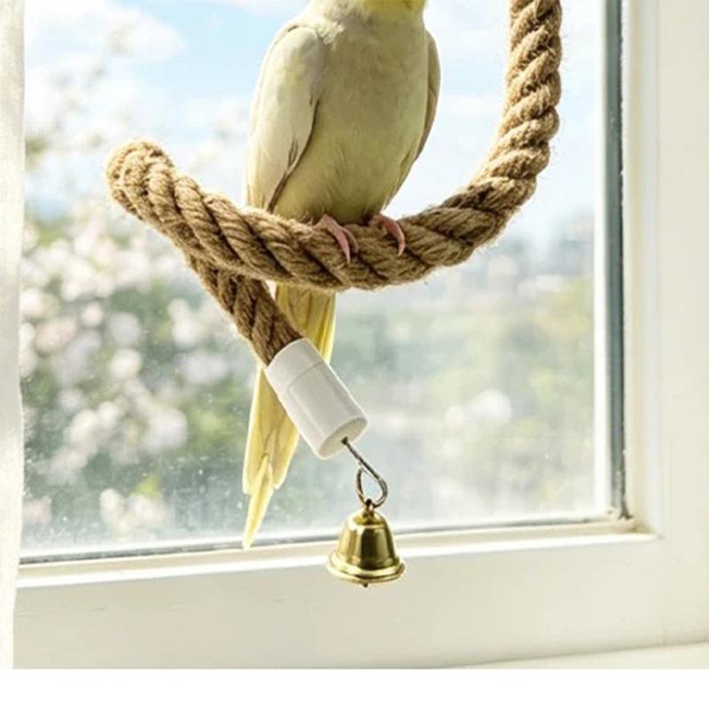 1pc Flexible Colorful Parrot Rope Perch Bendable Cotton Bird Standing Swing Toy Chew Toys for Cockatiel Parakeet Cage Accessory