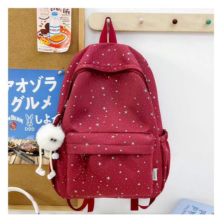 Schoolbag Korean Ins Wind Star Backpack Female Large Capacity Junior High School Student School Bag Leisure Travel Computer Backpack
