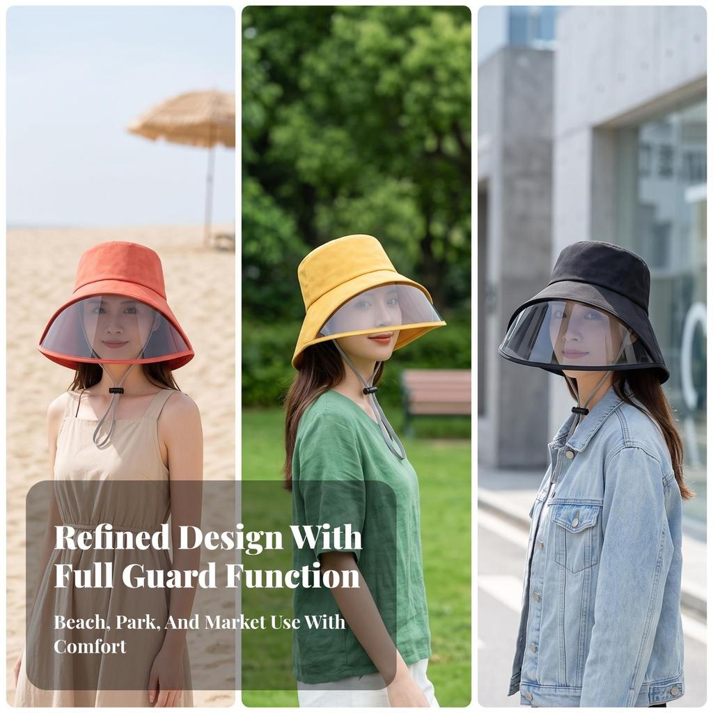 Sun Hat with Face Visor Adjustable Wide Brim Lightweight