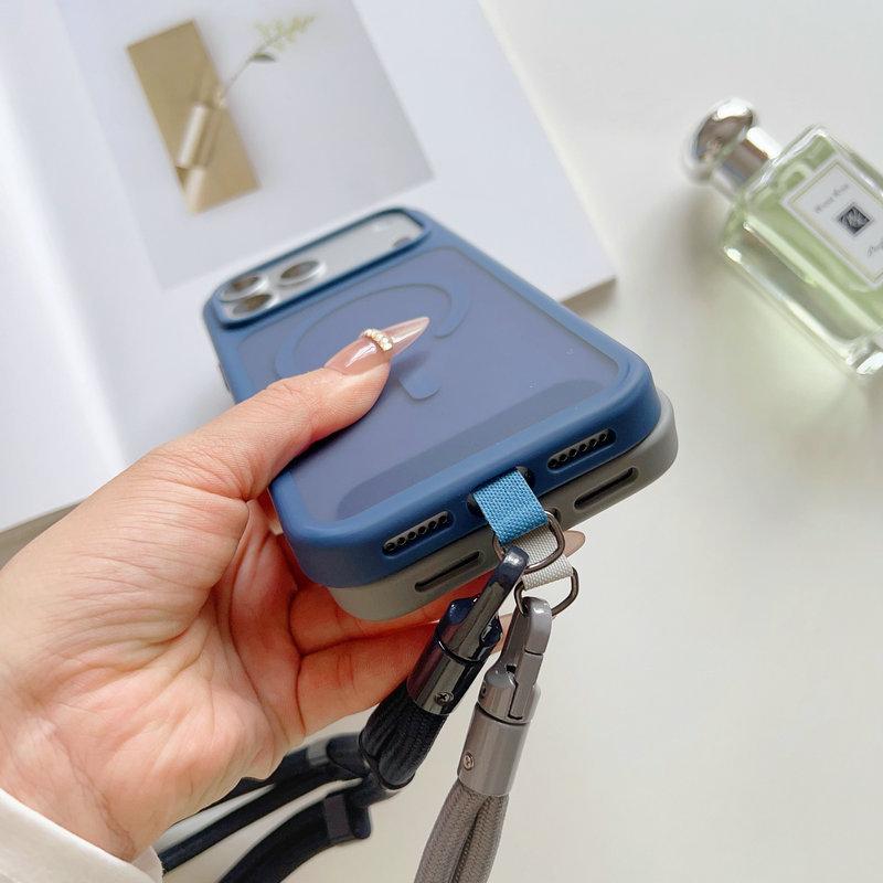 Crossbody Lanyard Matte Translucent For Magsafe Phone Case For iPhone 17 17Pro Air 16 15 14 13 12 Pro Max Wireless Charge Cover
