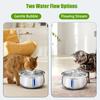 4L Cat Water Fountain Round Stainless Steel Automatic Drinking Fountain Double Outlet Cat Drinker Suitable for Two Pet Dog Cat