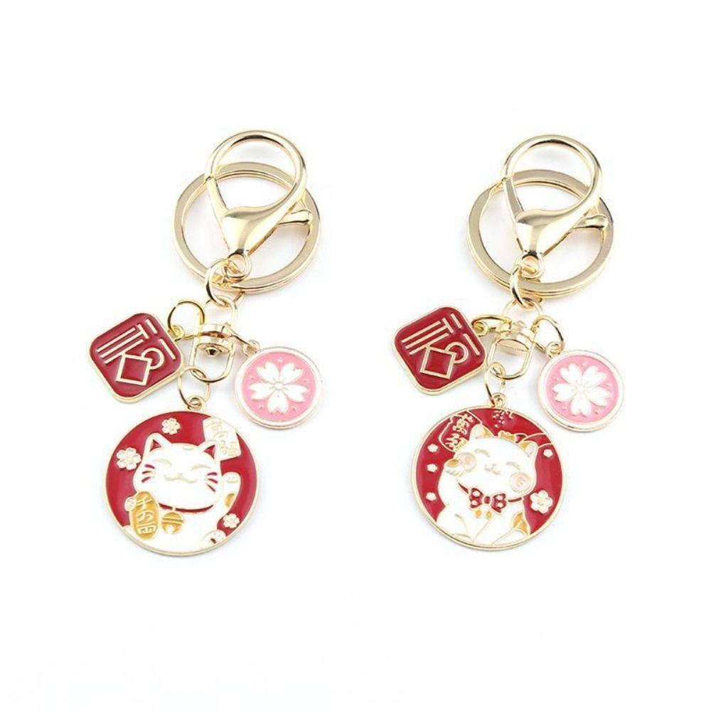 

Retro Metal Kawaii Flower Cartoon Bag Ornament Cat Key Ring Key Accessories Lucky Charm Pendant B