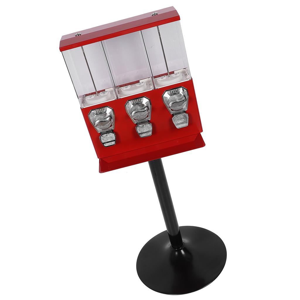 Candy Vending Machine with Stand Anti Theft Keys Triple Individual Candy Boxes Coin Operated