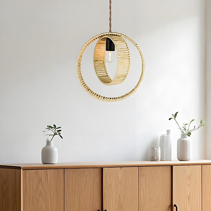 

Paper Rope Lampshade Lightweight Creative Restaurant Artistic Homestay Natural Material Durable Iron Frame Living Room