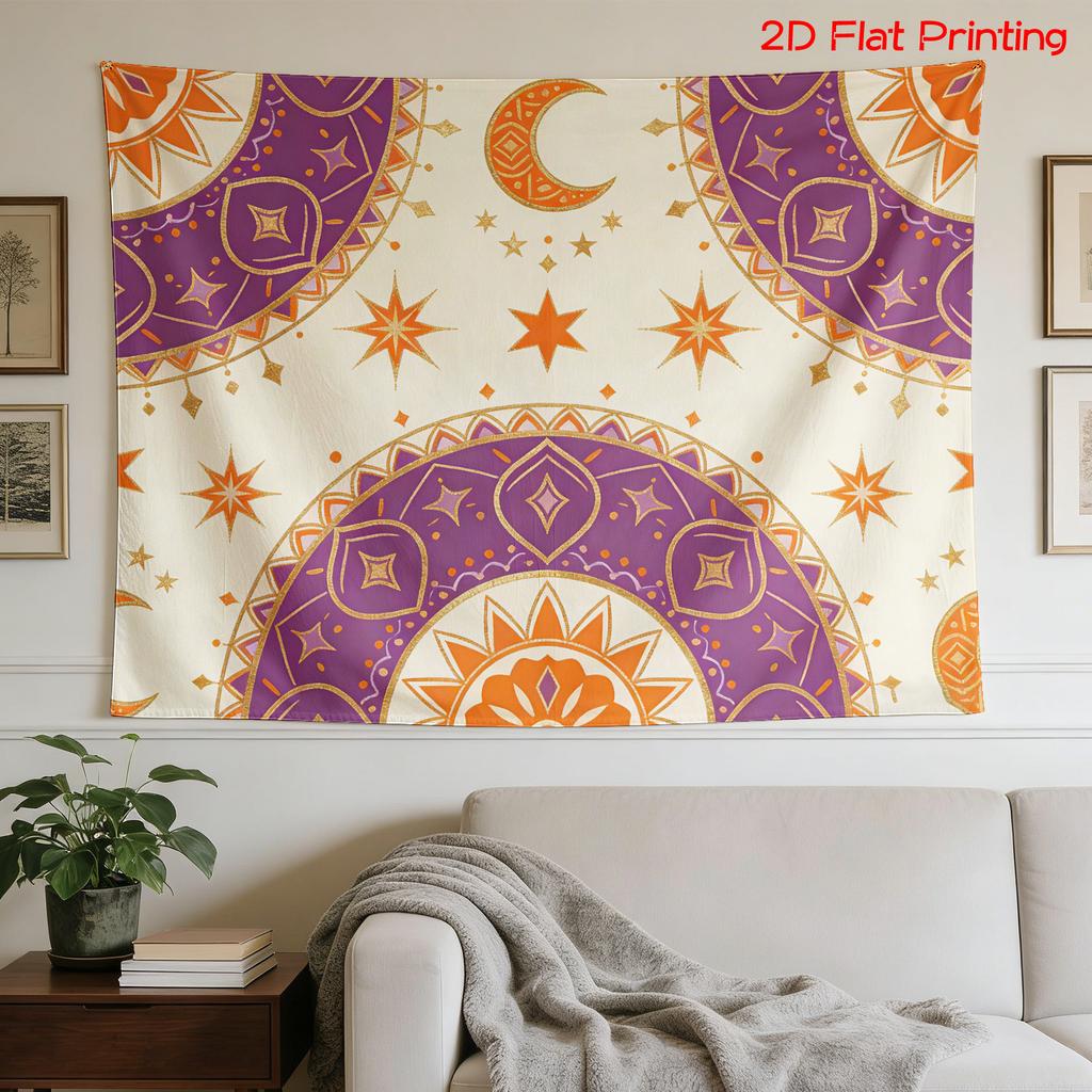 Vibrant Boho Mandala Tapestry Wall Hanging Polyester Print Bohemian Dreamy Geometric Ethnic Aesthetic Decoration Living Room Art