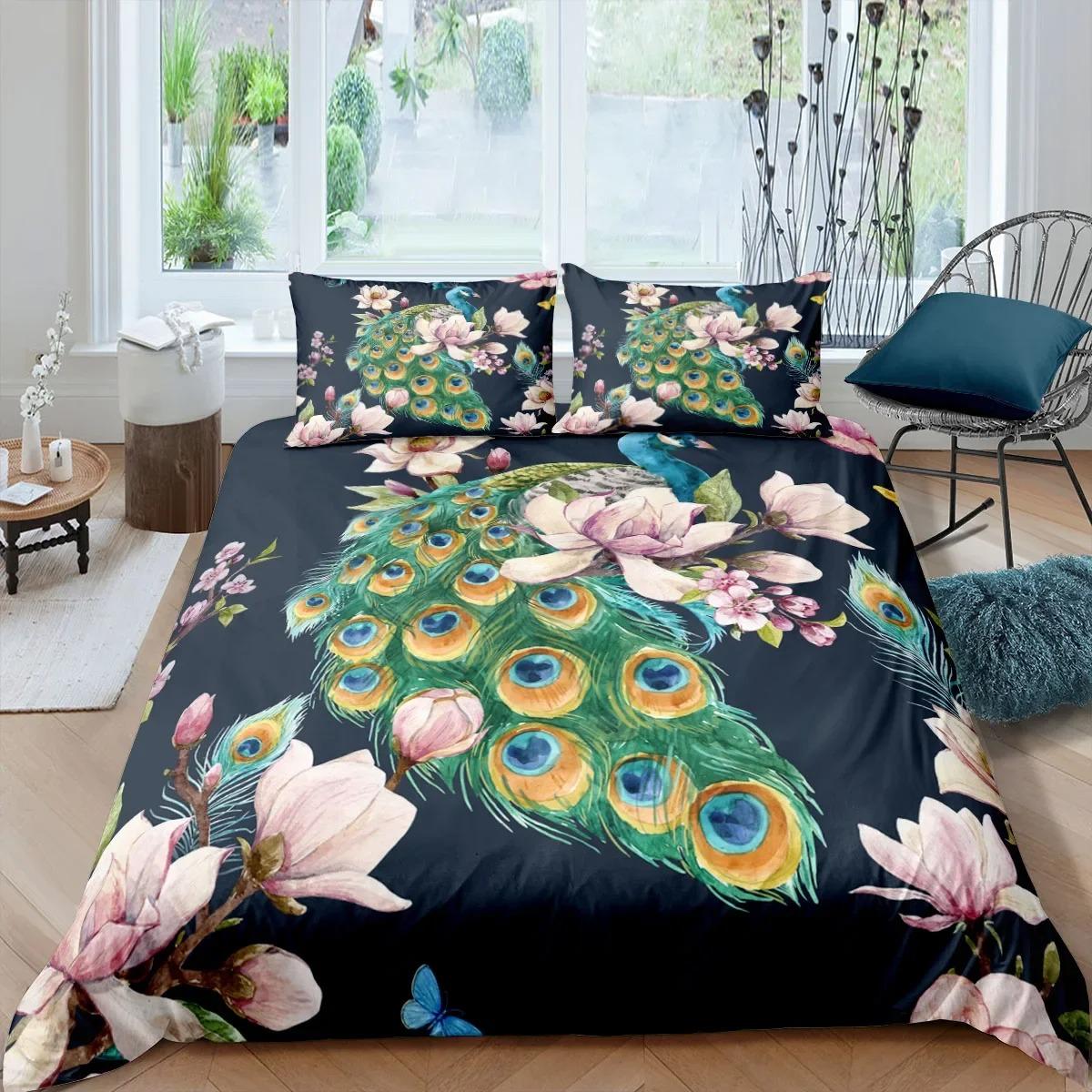 

Animal Bed Linen Set 3d Peacock Printed Bed Cover Soft Comfortable Quilt Cover Pilow Bedrom Only Twin Quen King-Sized Dimensionsd Dimensions Home 120*200cm Single