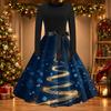 Women's Casual Vintage Christmas Print Neck Dress
