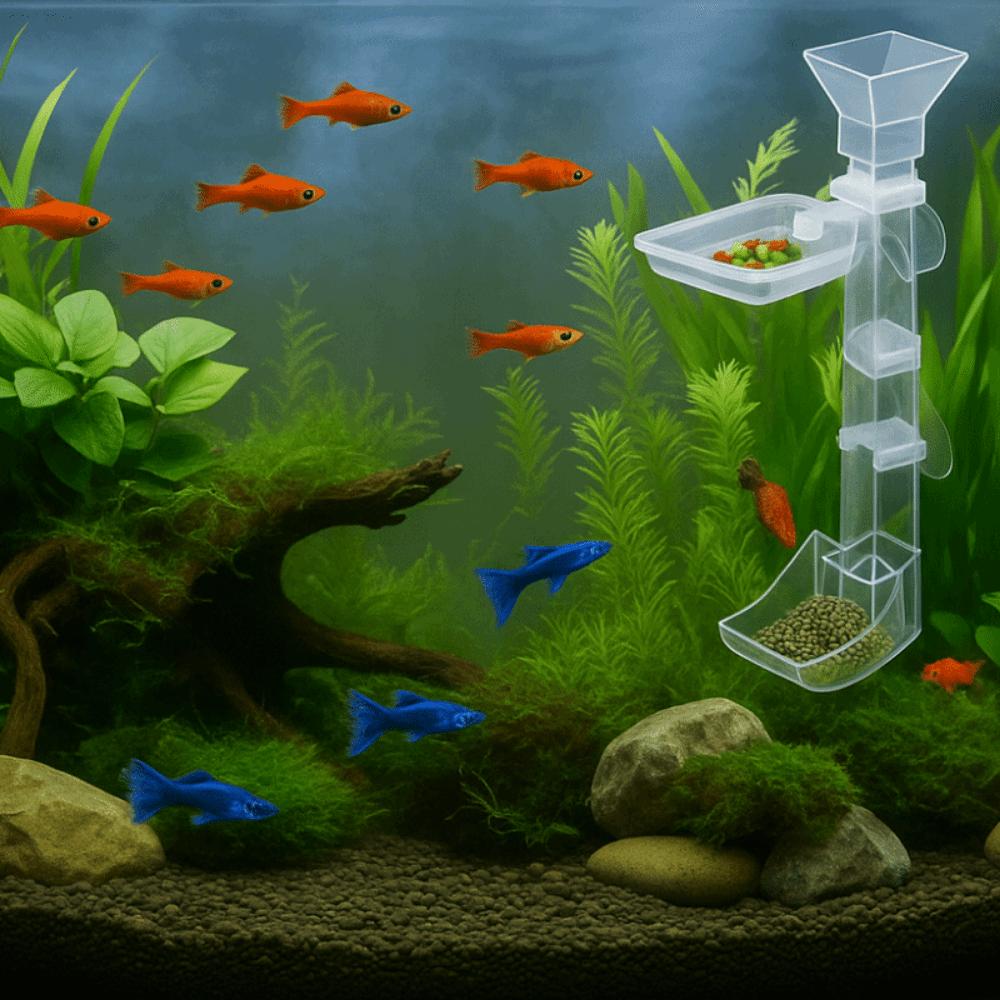 Transparent Fish Tank Feeding Tube Wall-mounted Acrylic Fish Feeding Basin with Suction Cup Shrimp Feeding Device