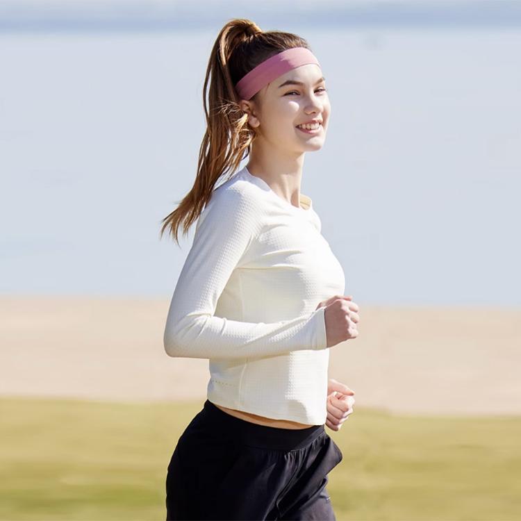 Saucony Solid Color Breathable Pullover Long Sleeve T-Shirt Women tops Moon-White SC1239067-6