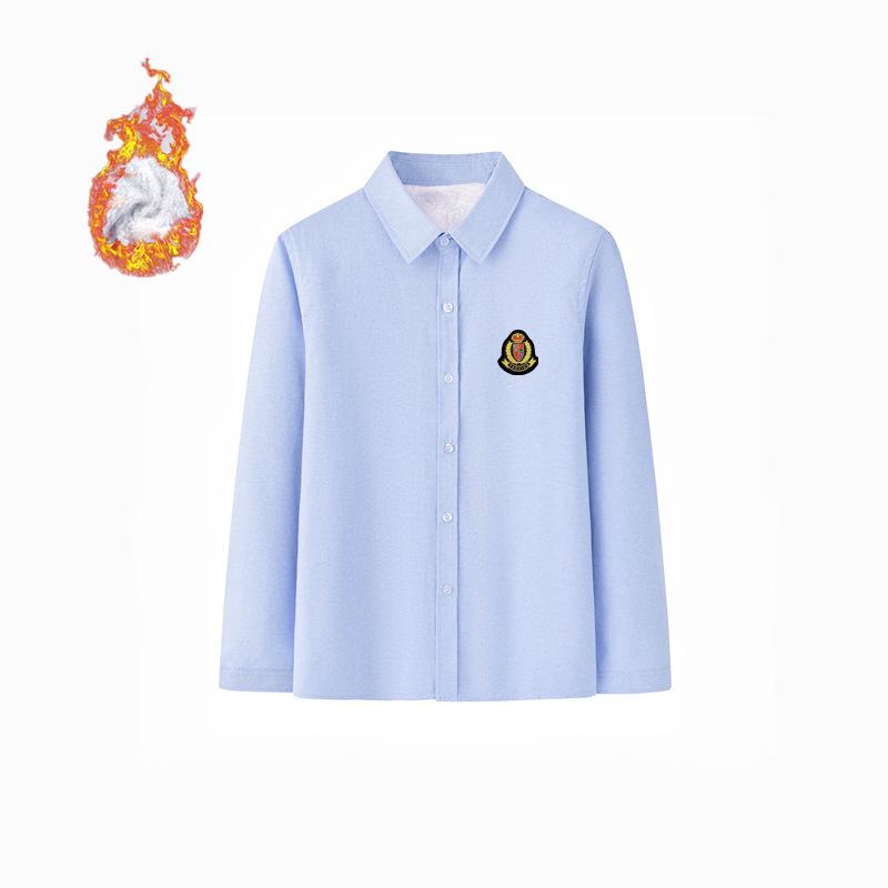 Kids' Fleece-Lined White Shirts and Thick Autumn/Winter Outfits