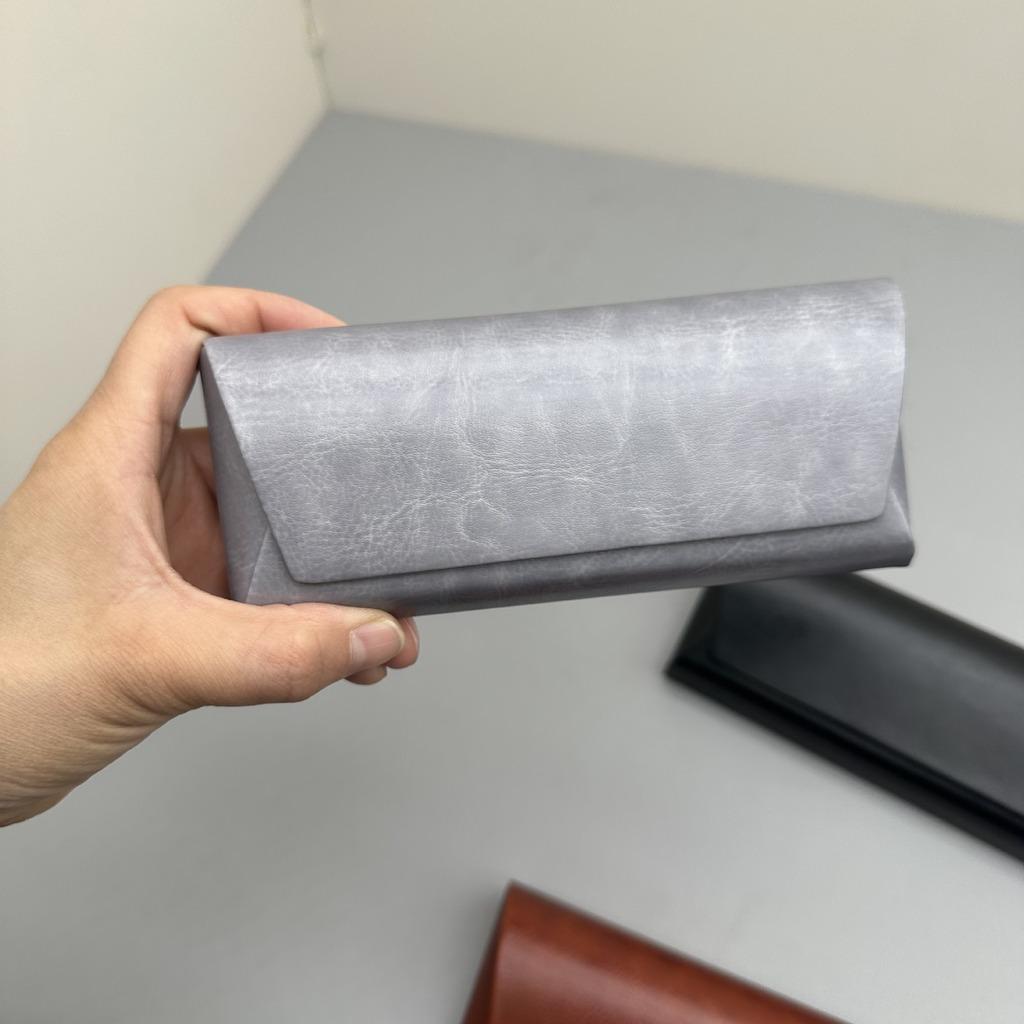 Large Capacity PU Leather Triangular Glasses Case Magnetic Closure Anti-scratch Protective Eyewear Holder for Sunglasses