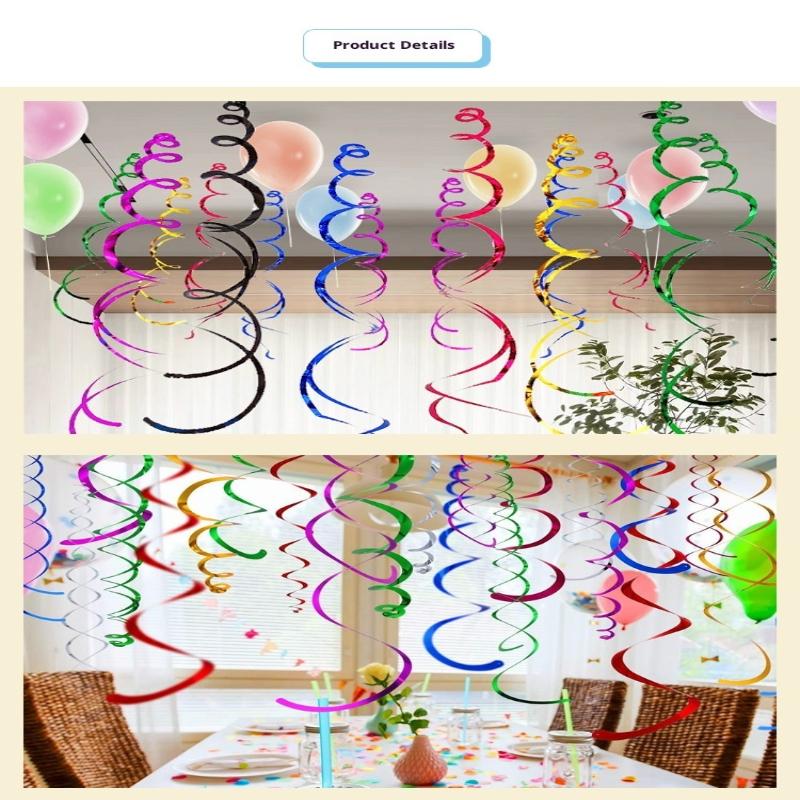 6/12Pcs Pvc Curling Spiral, Party Decoration Party Theme Decorations Dangling Spirals Pendant Party Spiral Birthday Party