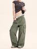 Yongfang Unisex Retro Spodnie Casualowe z Wysokim Stanem i Wieloma Kieszeniami z Kontrastowymi Przeszyciami.