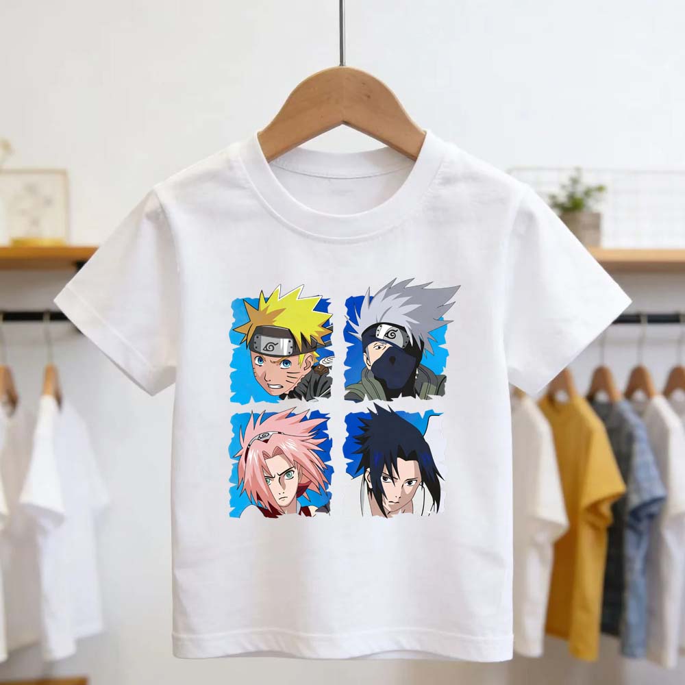 Maglietta Naruto Bambini Uzumaki Uchiha Sasuke Hatake Kakashi Stampa Personaggio Anime Cotone Manica Corta Ragazzi Ragazze Larga Naruto Top