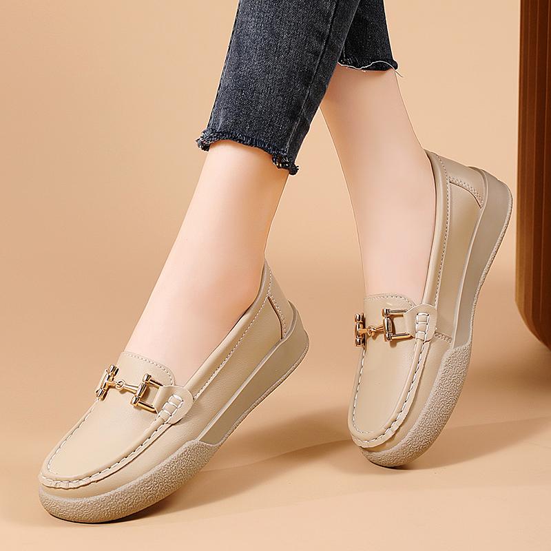 New Spring Fashion Loafers Women's Slip-on Soft-soled Moccasins Flats Shoes British Style Casual Non-slip Round Toe Nurse Shoes
