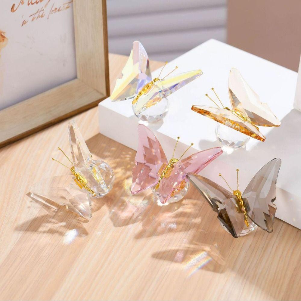 Color Butterfly Butterfly Ornaments Shimmering Finish Crystal Butterfly Craft Desk Decoration