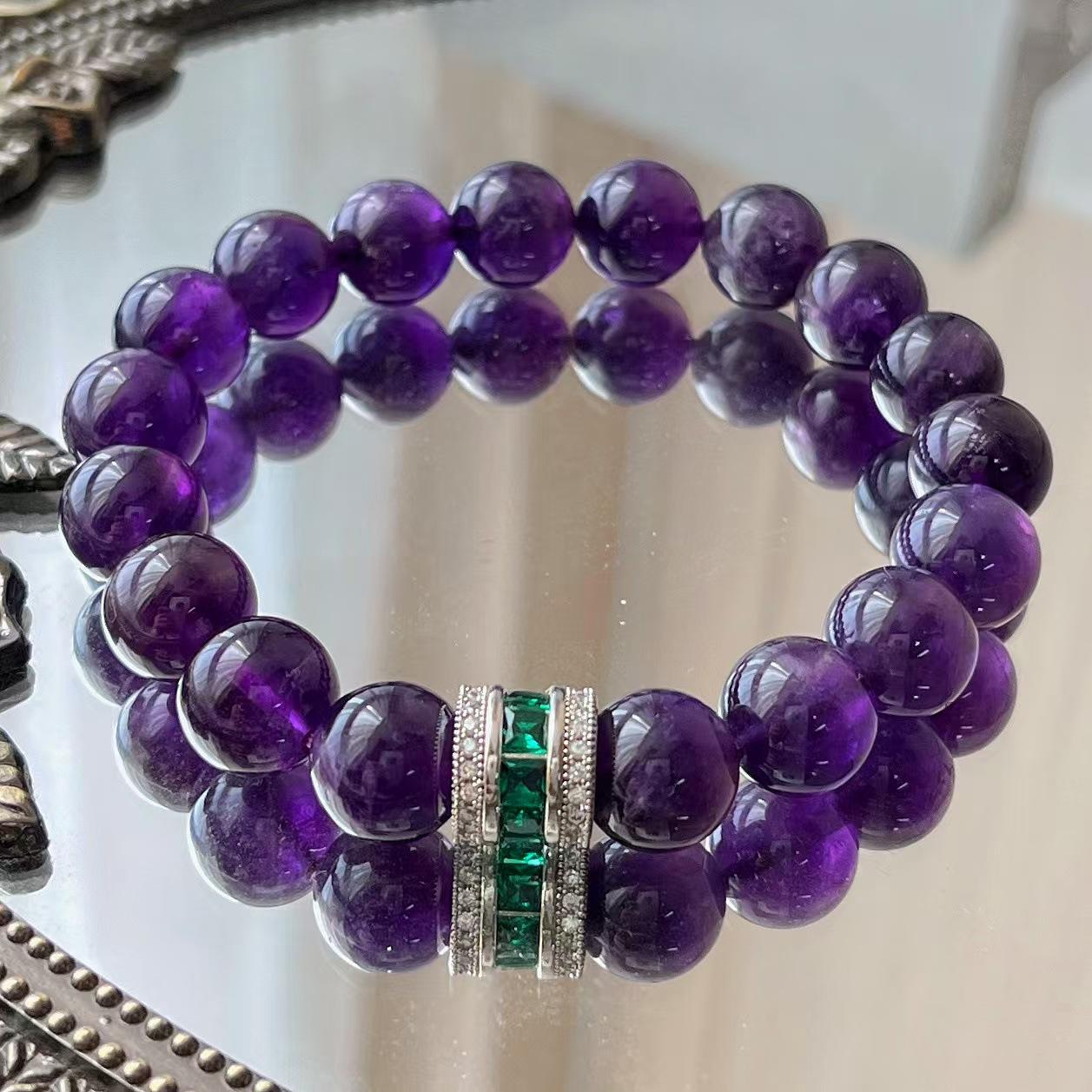 10Mm High Quality Grape Purple Natural Amethyst Bracelet Bracelet.