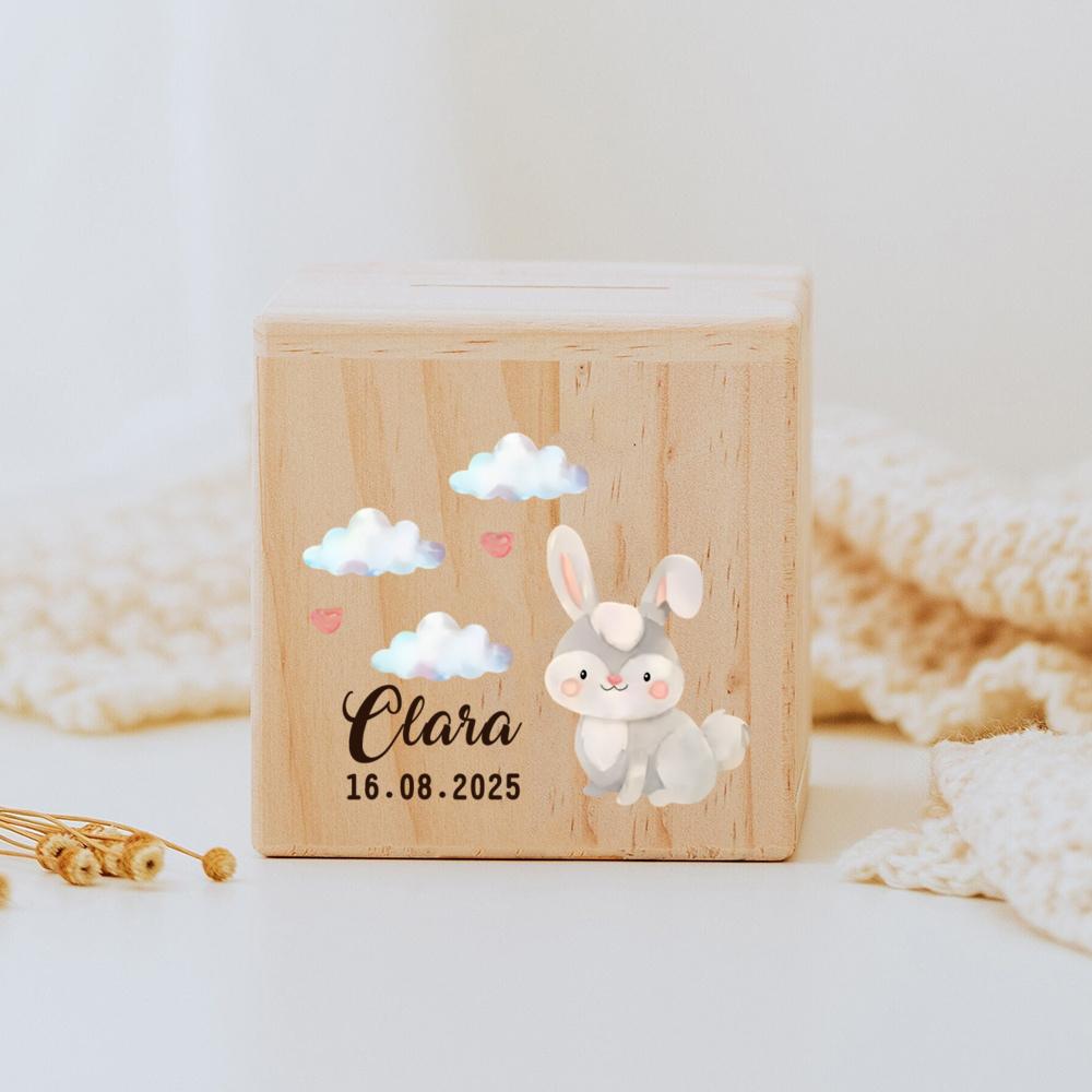 Personalized Animal Piggy Bank,Custom Name Baby Money Box,Children Wooden Money Box,Birthday Gifts for Kids,Baptism Gift