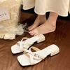 Fashion Hot Selling 2025 High Heel Sandals Fairy Style Open Toe Strap Butterfly Knot Slippers Thin Heel Slip-On Shoes Ladies Footwear