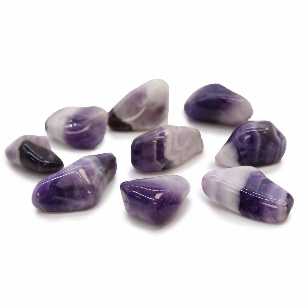 Amethyst Banded Tumbled Stones Grade B 24 Pieces