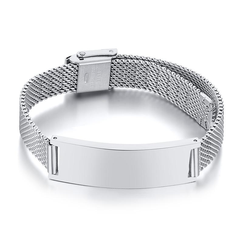 Personalized Couple Bracelet for Men Women,Stainless Steel Adjustable Mesh Watch Bands Bangle,Custom Best Friend Couple Gift