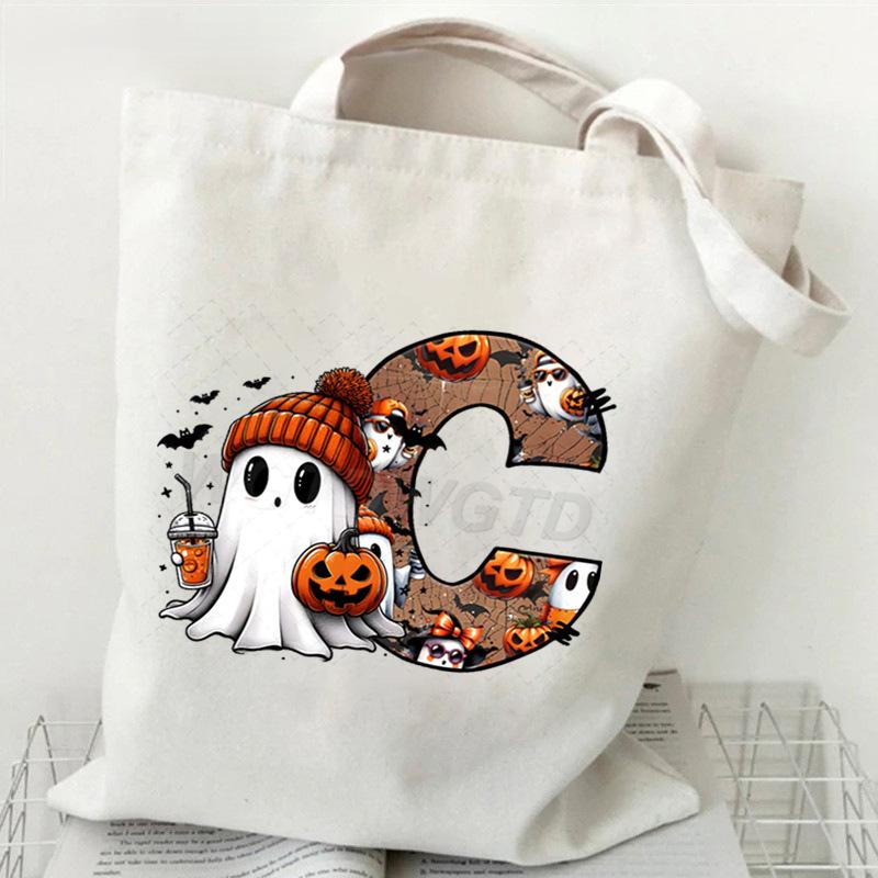 26 Letters Personalized Printing Trend Handbag Commuter Shoulder Bag Canvas Bag