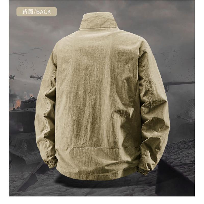 Men S Stand Collar Waterproof Thin Jacket Casual Fashion Solid Color