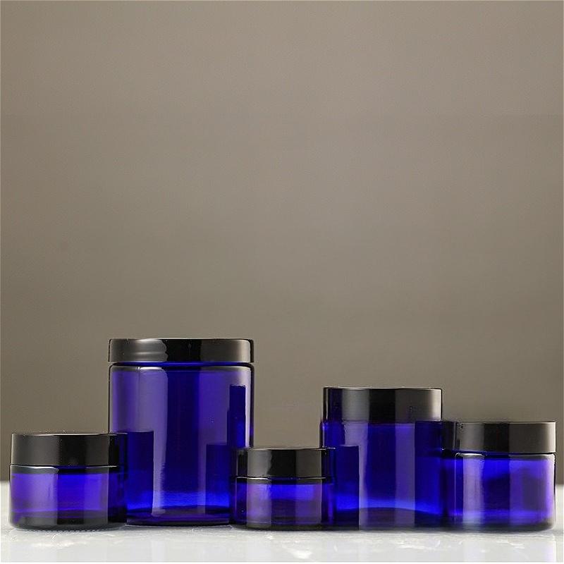 20/30/50/60/100/250g Blaue Glas-Kosmetikdose, Versiegelter Feuchtigkeitscreme-Tiegel, Nachfüllbarer Behälter für Gesichts- und Augencreme