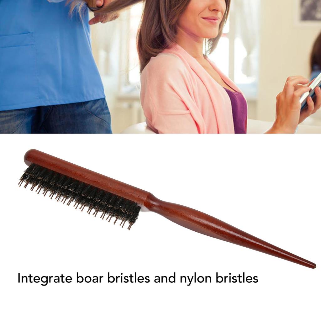 Teasing Brush Ergonomic Handle Nylon Bristles Curling Scalp Massage Tapered Tail Hair Parting Comb for Curling Styling