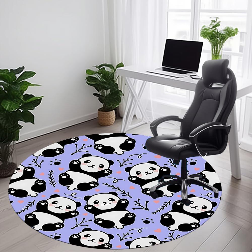 1PC Panda Pattern Office Round Area Rug, Mat Suitable ForOffice, Under Office Chairs Bedroom Living Room Home Decor, Room Deco