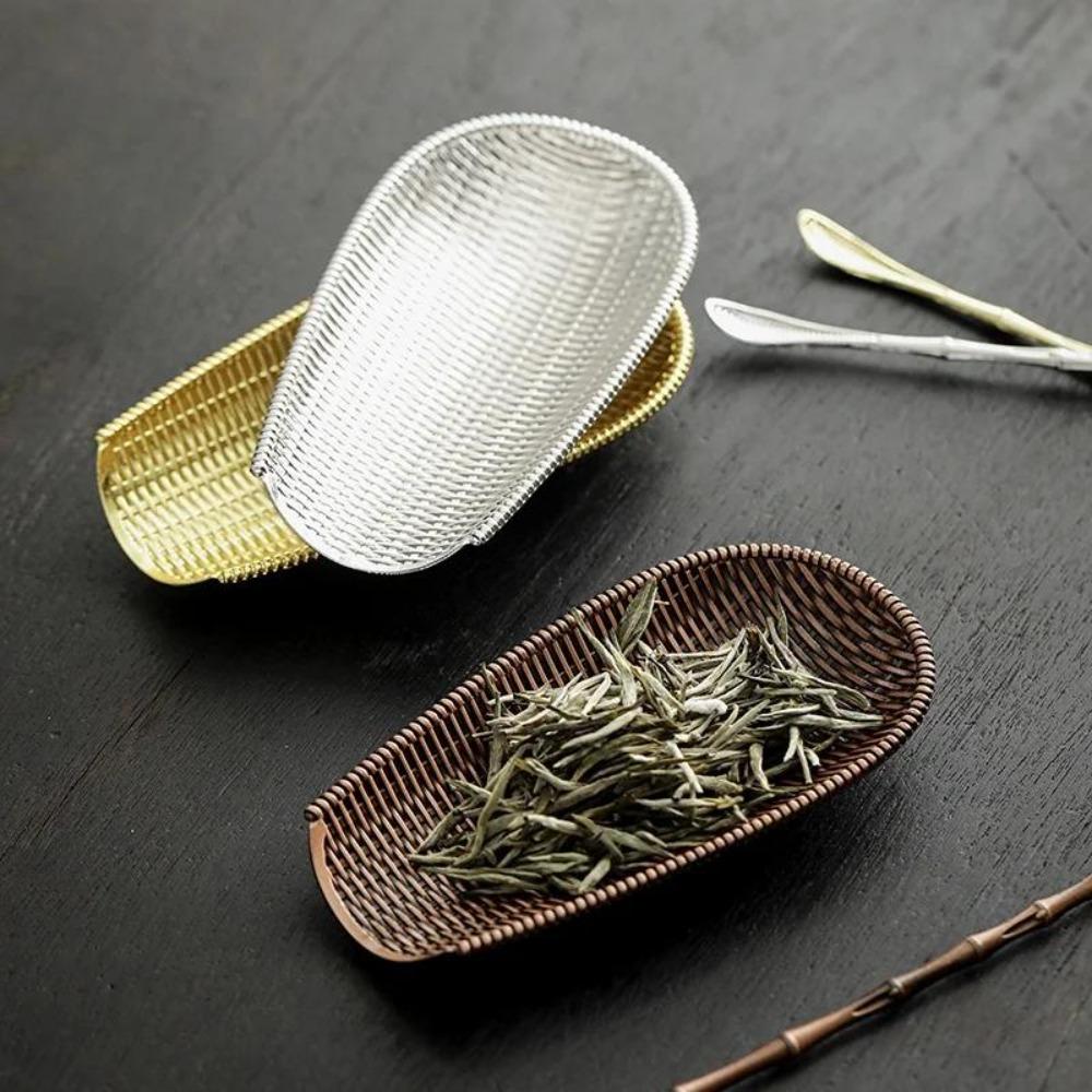 2 szt./zestaw ze stopu tkania Chaze zestaw łopatek do herbaty ręcznie robione narzędzia do zbierania ziaren kawy tradycyjne akcesoria do łyżki do herbaty Kung Fu