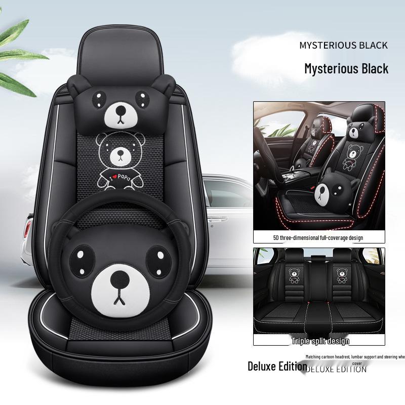 AION S Max 580 Geely L Thunder Hi Leather & Ice Silk Cartoon Car Seat Cushion - Universal, All-Season.