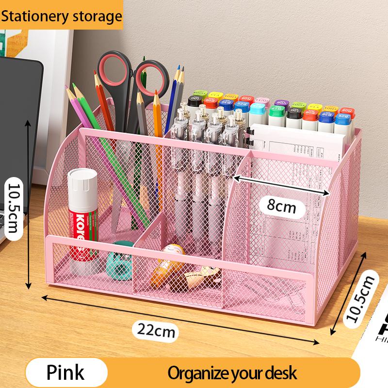 1PCS Desk Organizer Pen Holder MeshPencil Holder Large Capacity MetalDesktop Storage Box for Office andSchool Supplies