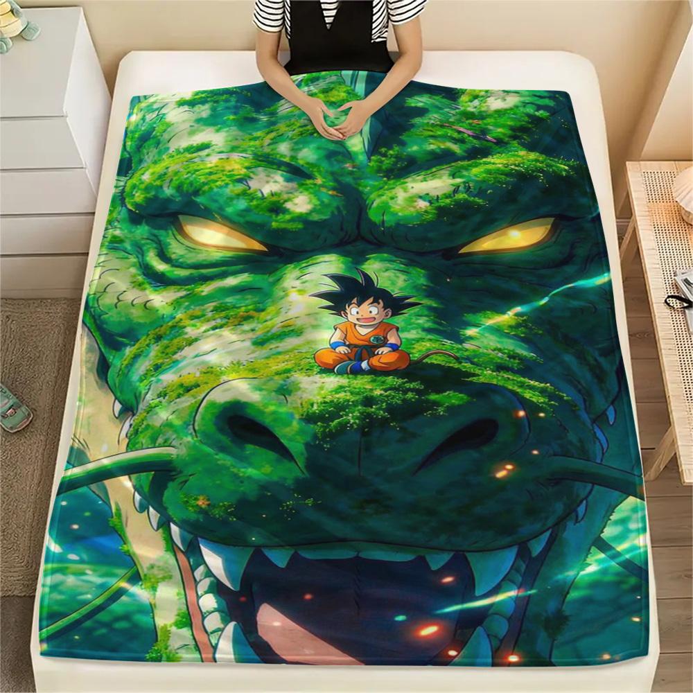 Goku Bedroom Sofa General Flannel Blanket, Warm Printed Cover for Daily Rest, Chair Use and Picnic Trip.-TING